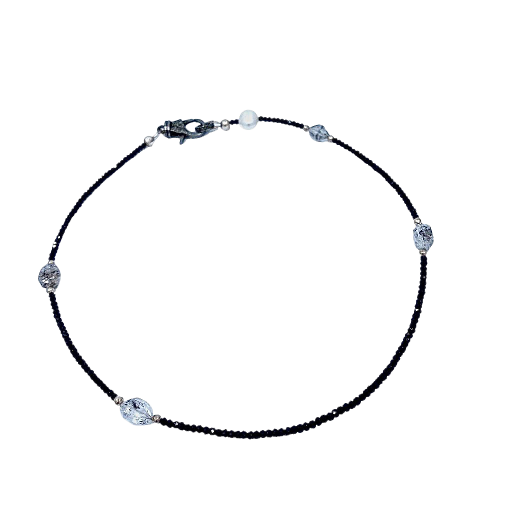 Black Spinel SS Necklace
