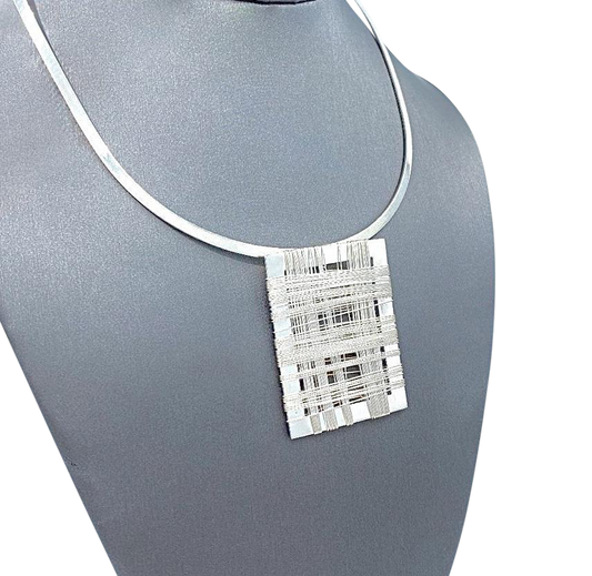 Sterling Silver Neck Cuff and Strung Rectangle Pendant set