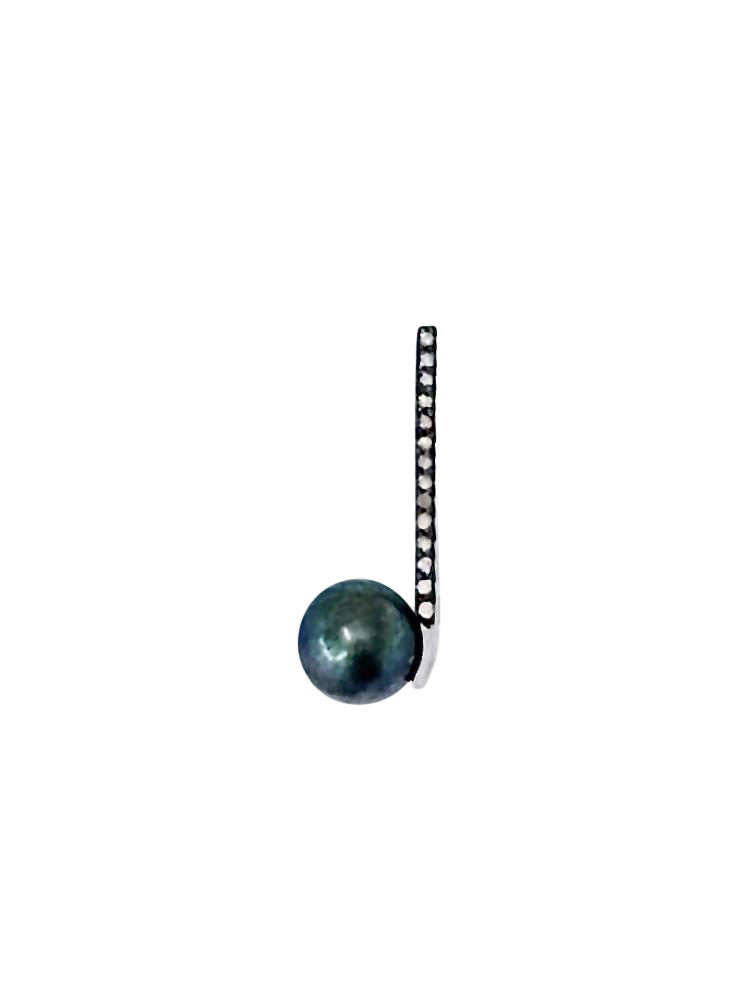Black Tahitian Pearl and Champagne Diamonds Gold pendant set