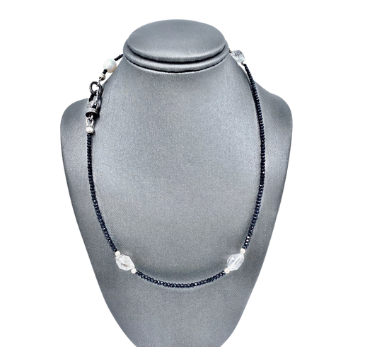 Black Spinel SS Necklace
