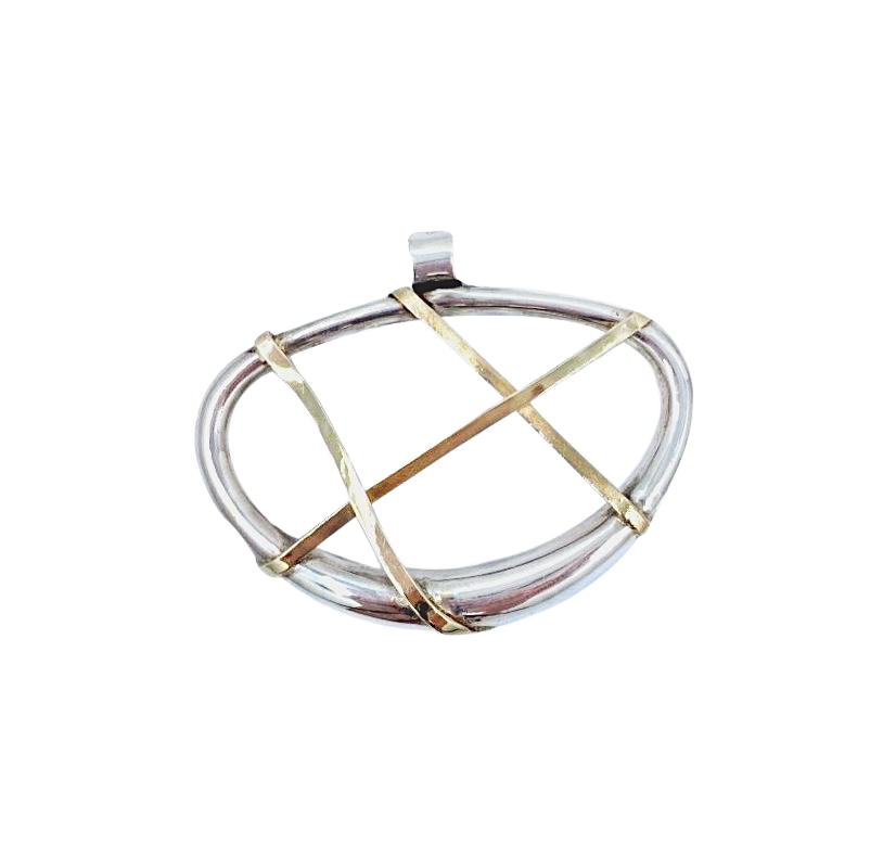 Sterling Silver Neck Cuff with Silver and 14k Yellow gold bar pendant set