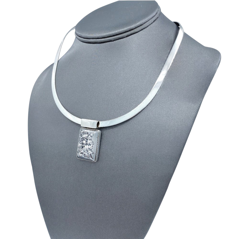 SS Druzy Pendant and Neck Cuff Set