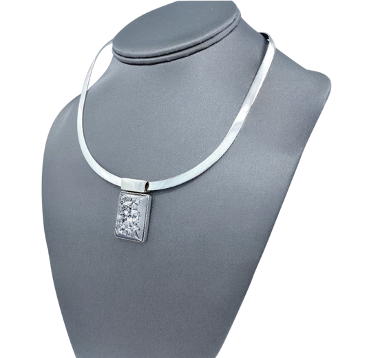 SS Druzy Pendant and Neck Cuff Set