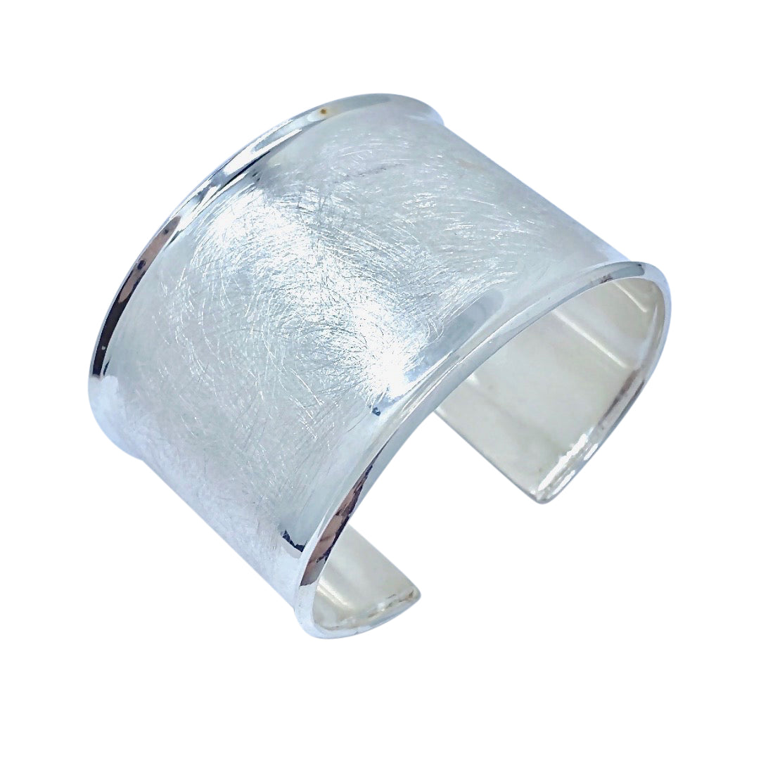Double Finish Wide Cuff SS Bracelet