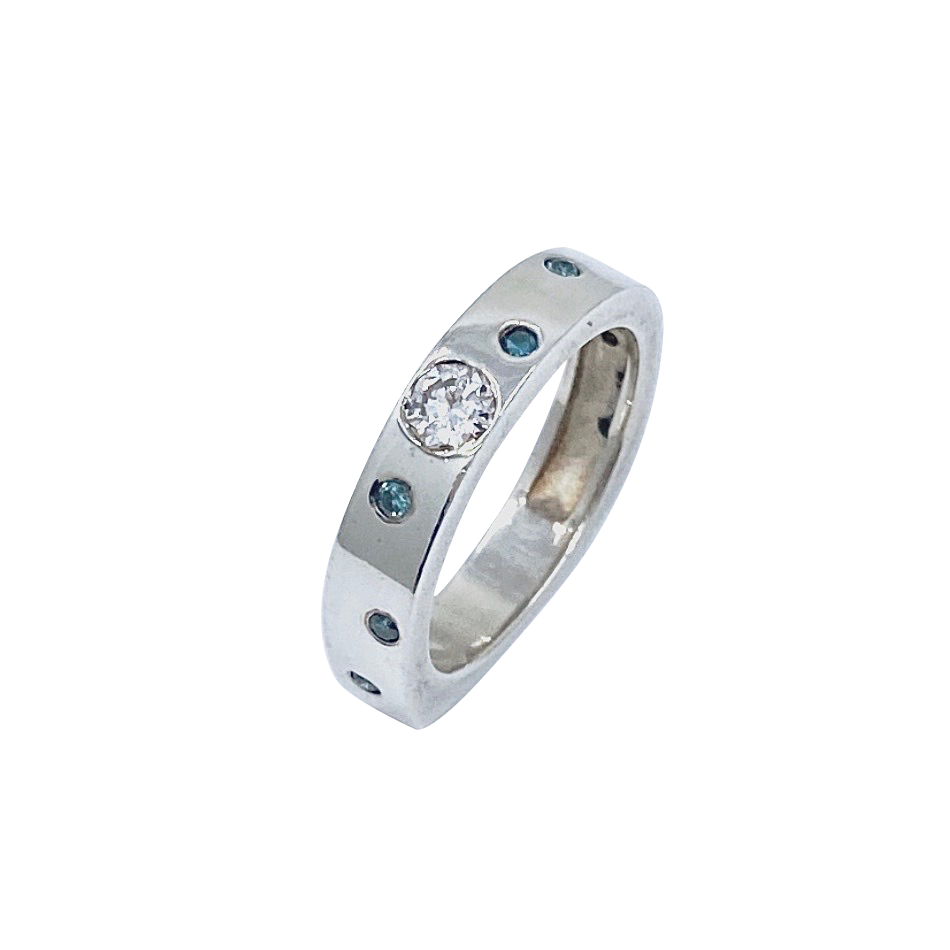 Blue and White Diamonds SS Eternity Band