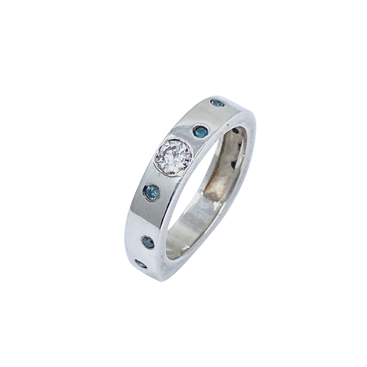 Blue and White Diamonds SS Eternity Band