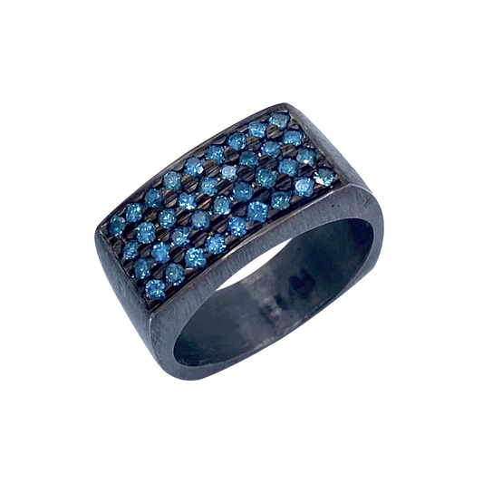 Black Rhodium and Blue Diamonds Hugo Original men’s SS  ring