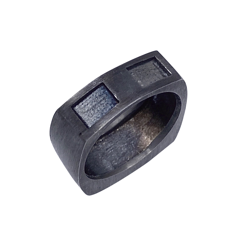 Black Rhodium and Blue Diamonds Hugo Original men’s SS  ring