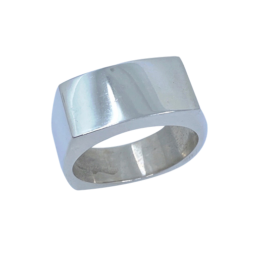 Square Brushed Finish Hugo’s Original Unisex Gold or Sterling Silver Ring