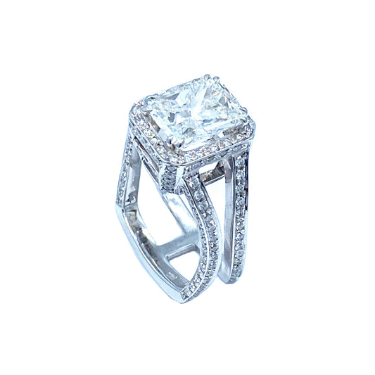 Hugo Signature Collection Original White Gold 2ct. Radiant Diamond Ring