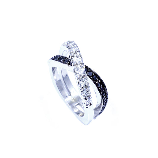 Hugo Signature Collection Original White Gold White and Black Diamond Ring