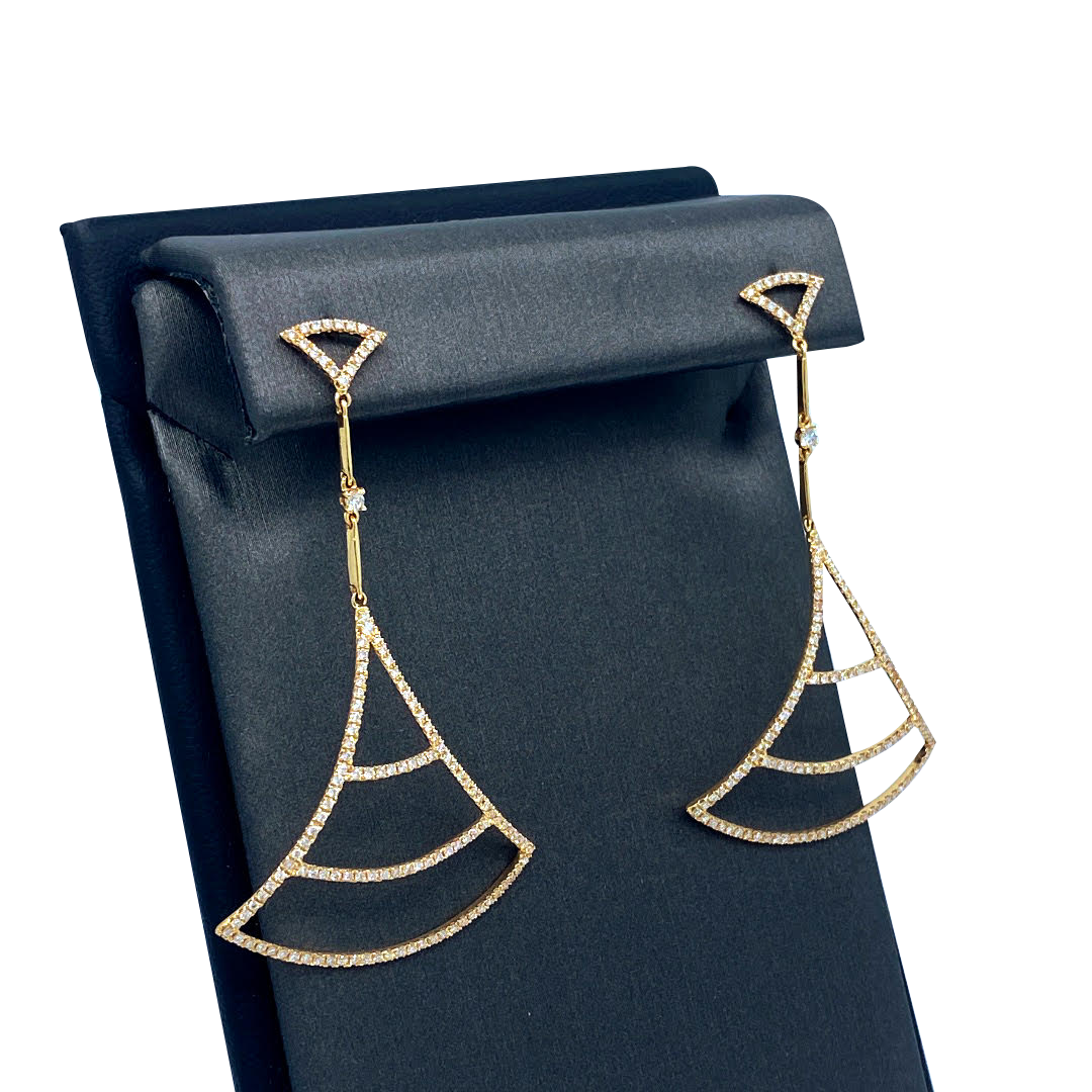 Yellow Gold Diamonds Chandelier Earrings