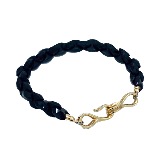 Black Faceted Onix with 14k Yellow Gold Clasp Hugo Original Bracelet