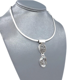 Double Druzy .925 Sterling Silver Neck Cuff and pendant set
