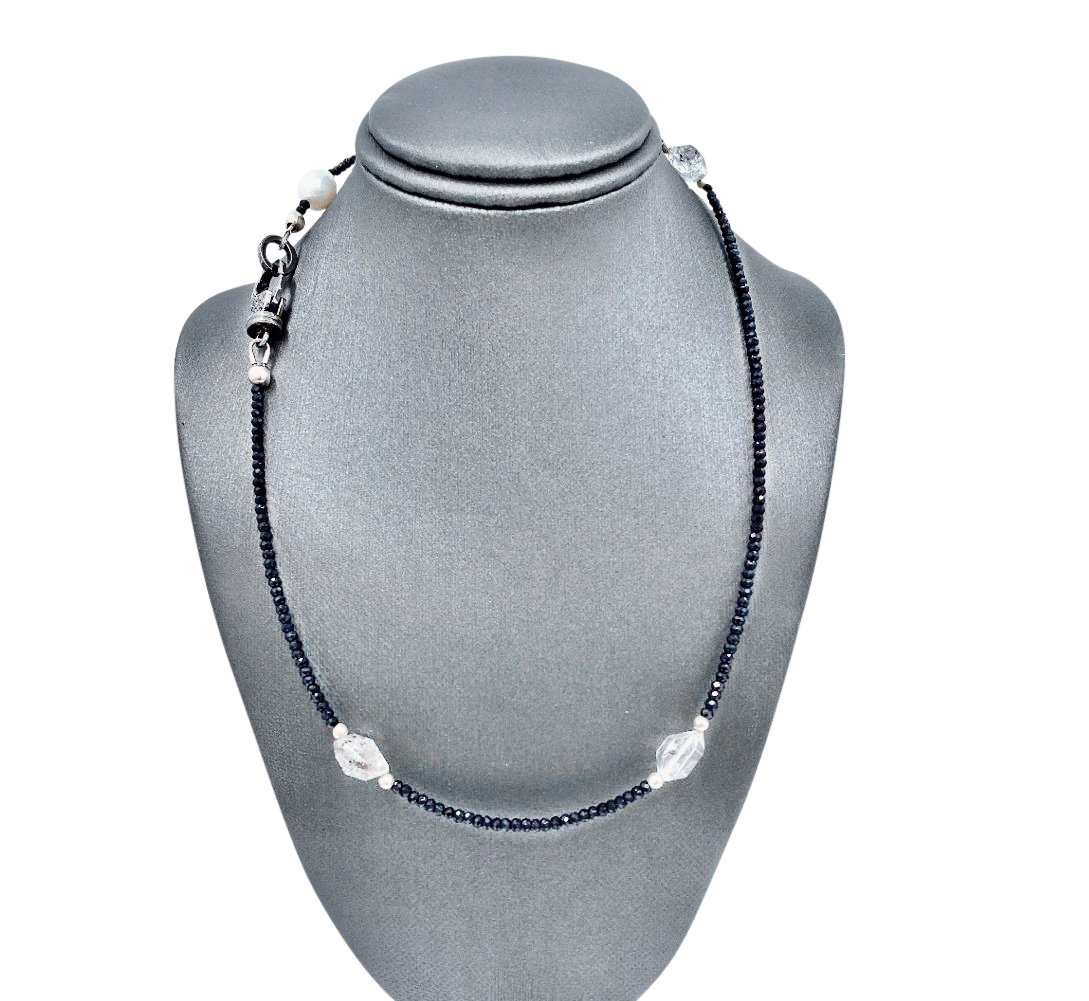 Black Spinel SS Necklace