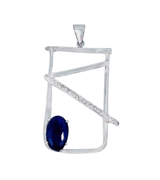 Tanzanite and Diamonds SS Pendant and Neck Cuff Set