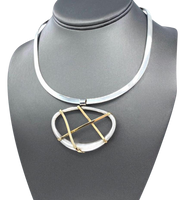 Sterling Silver Neck Cuff with Silver and 14k Yellow gold bar pendant set