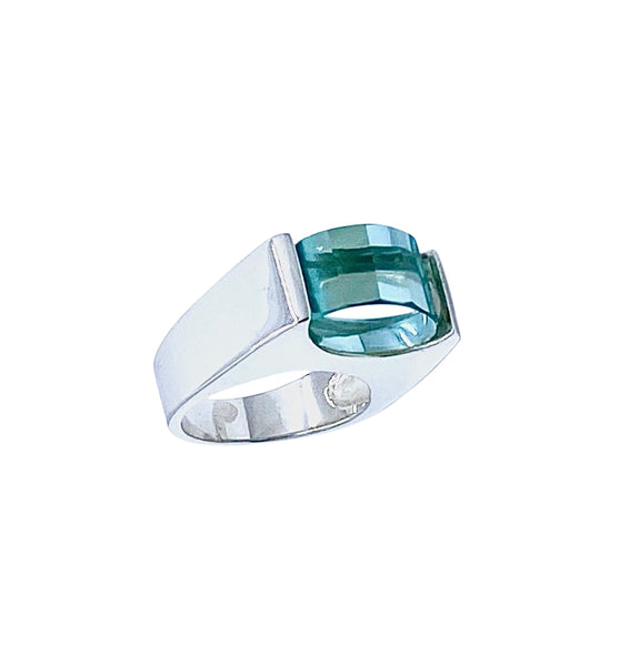Green Quartz SS Ring