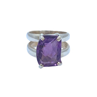 Crystal Quartz Purple SS Ring