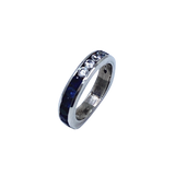 Blue Sapphire and White Cz SS Half Way Band