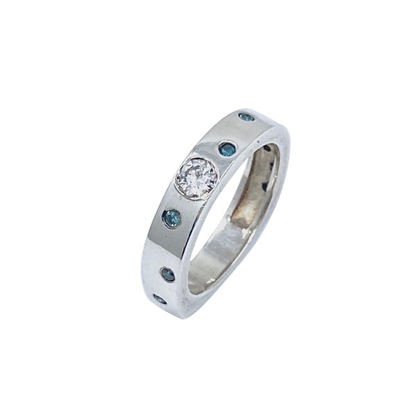 Blue and White Diamonds SS Eternity Band