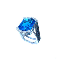 London Blue Topaz Hugo Signature Collection White Gold Ring