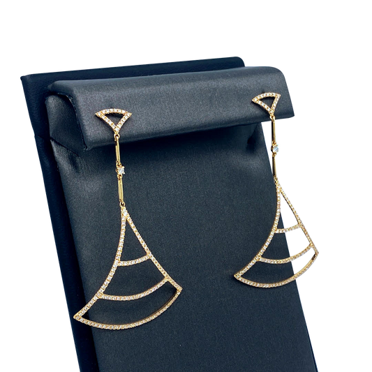 Yellow Gold Diamonds Chandelier Earrings